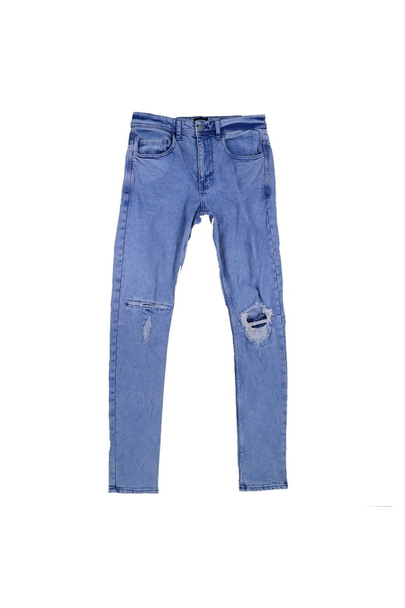 Men's Super Skinny Jeans Ripped Denim Pants Distressed Bottoms 30 New