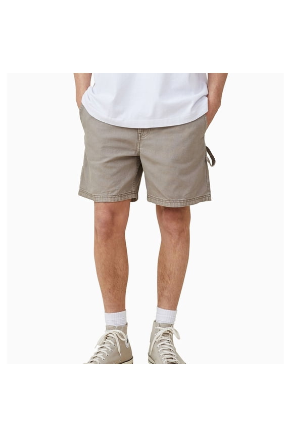 Mens Carpenter Washed Casual Chino Shorts, Brown, X-Large