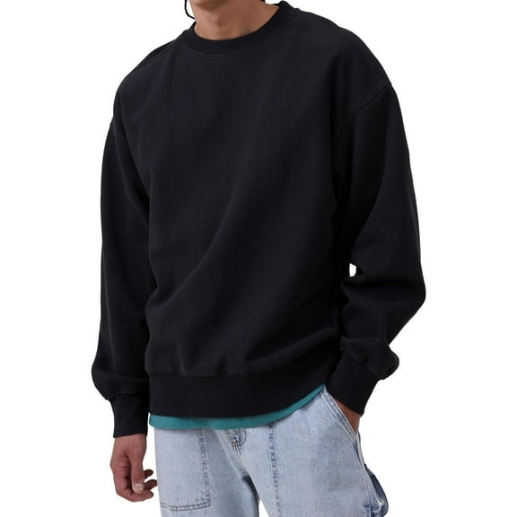 Cotton On Mens Oversized Pullover Sweater, Black, Medium