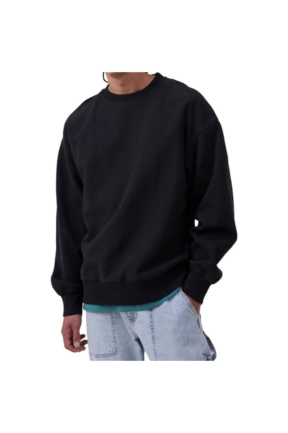 Mens Oversized Pullover Sweater, Black, Medium