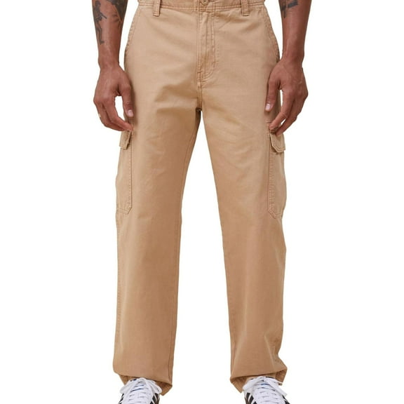 Cotton On Mens Tactical Twill Casual Cargo Pants, Yellow, 30W x 30L