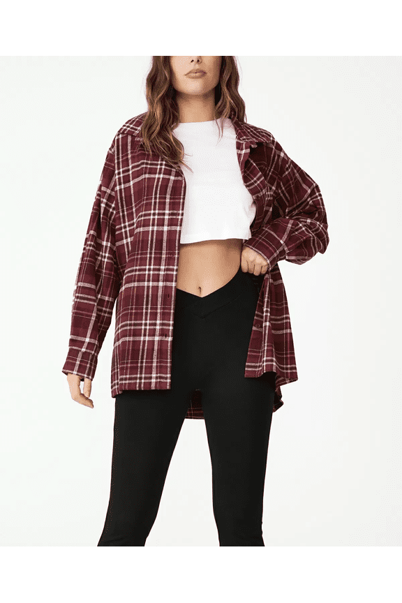 Women - Boyfriend Shirt - Ricky check rich berry Size X-Large