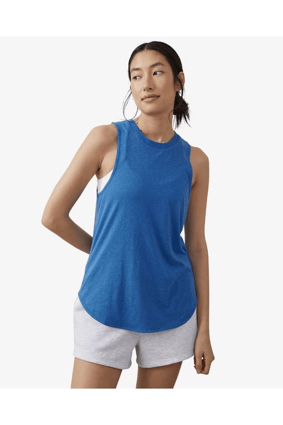 Women's Active Curve Hem Tank Top, Blue, Medium
