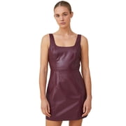 Cotton On Women s Faux Polyurethane Mini Shift Dress, Purple Brown, Medium