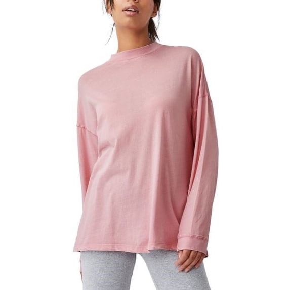 Cotton On Women's Longline Drop Shoulder Long Sleeve Top Pink Size Medium