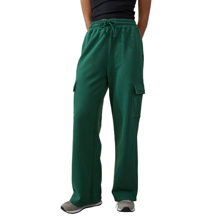 Cotton On Women s Plush Wide Leg Track Pants Green Size Large