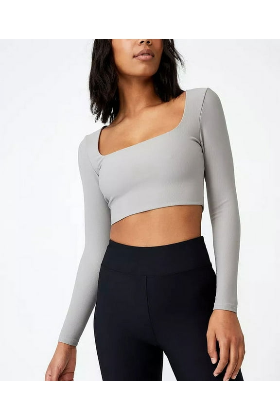 Womens Quinn Square Neck Long Sleeve Top, Zodiac Grey, 16
