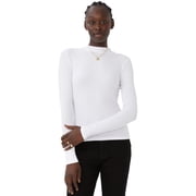 Womens Staple Rib Mock Neck Long Sleeve Top White L