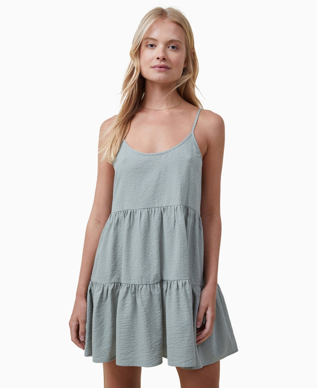 Cotton On Women's Summer Tiered Mini Dress, Tinted Sage, Large - Walmart.com