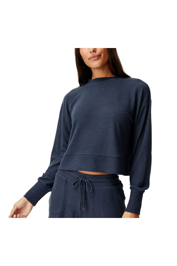 Women's Super Soft Lounge Long Sleeve Crew T-shirt MAGNET BLUE Size Large