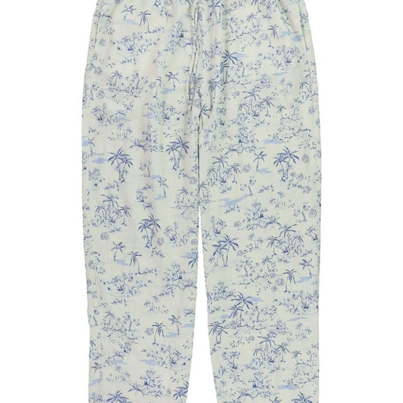 Cotton On Womens Haven Linen Tropical Casual Wide Leg Pants, Blue, 12