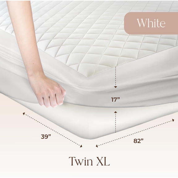 Cotton Organic Mattress Pad - Luxury Quilted Mattress Topper Protector Plush & Breathable Machine Washable Design - Fairtrade & GOTS Certified Premium 400GSM Thick with Deep Pocket (Twin XL)