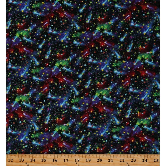 Cotton Outer Space Galaxy Shooting Stars Starry Skies Night Sky Cotton Fabric Print by the Yard (GAIL-C6559-MIDNIGHT)