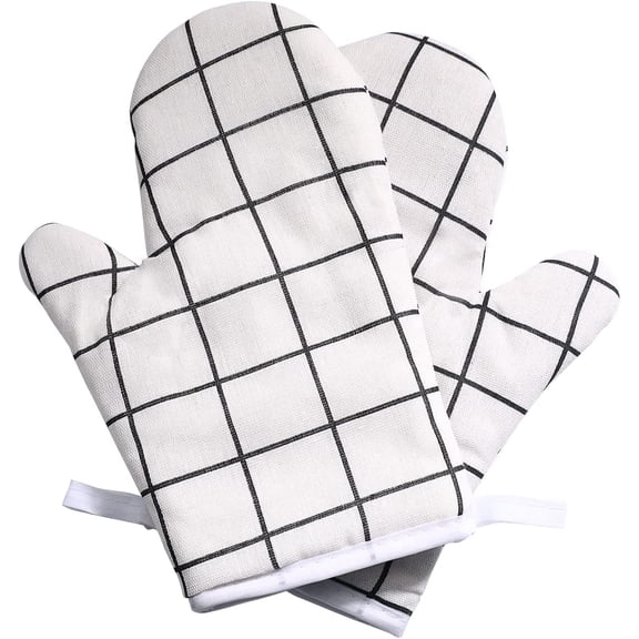 Dalrosia Cotton Oven Mitts Heat Resistant Non-Slip Kitchen Mitts with Soft Quilted Liner for Cooking Pot Holder, BBQ, Grilling, Microwave, Oven and Baking Gloves