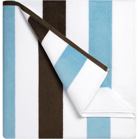 Cotton Oversized Beach Towel - Extra Large 40"X70" Big Cute Thick Pool Towel, XL Stitch Beach Towels Striped Blue Brown Swimming Towel for Adults Mens Women