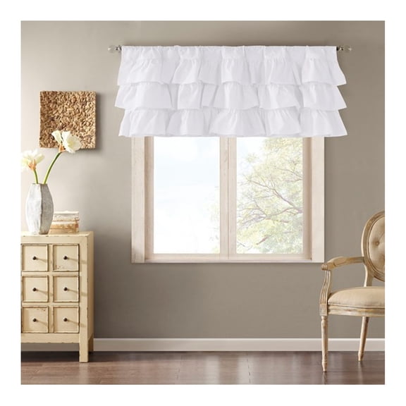 Cotton Oversized Ruffle Valance White 50x18"