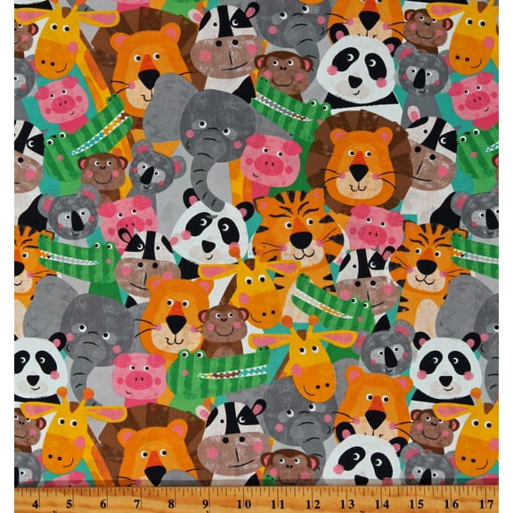 Cotton Packed Animals Noah's Ark Noah & Friends II Multicolor Cotton Fabric Print by the Yard (Y4151-55-MULTICOLOR)
