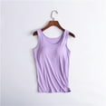 thumbnail image 1 of Cotton Padded Tank Tops with Built in Bra for Women Plus Size Spaghetti Strap Sleeveless Cami Tops Purple S, 1 of 4