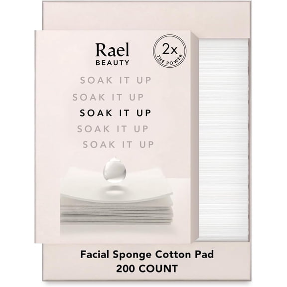 Cotton Pads for Face - Facial Sponge, Square Pad U with Toner, Makeup Remover, Lint-Free, Soft and Thin, Korean Skin Care (200 Count)