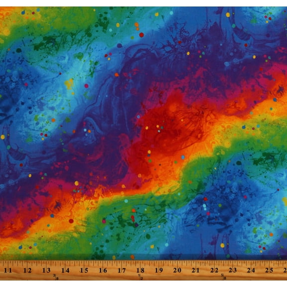 Cotton Painted Rainbow Texture Paint Splatters Multicolor Cotton Fabric Print by the Yard (FUN-CD7488-RAINBOW)