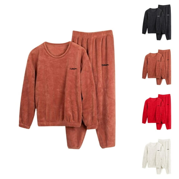 Cotton Pajama Sets – Lounge Sets for Women & Weekend Brunch Pajamas Women's Winter Coral Pajama Set Long Sleeve Shirt And Warm Pantsuit Fashionable Loungewear