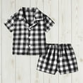 thumbnail image 1 of Cotton Pajama Sets for Boys 2 Piece Loungewear Outfits 6M-8Y Toddlers Kids Lightweight Plaid Short Sleeve Shirts and Shorts Homewear Set, 1 of 3