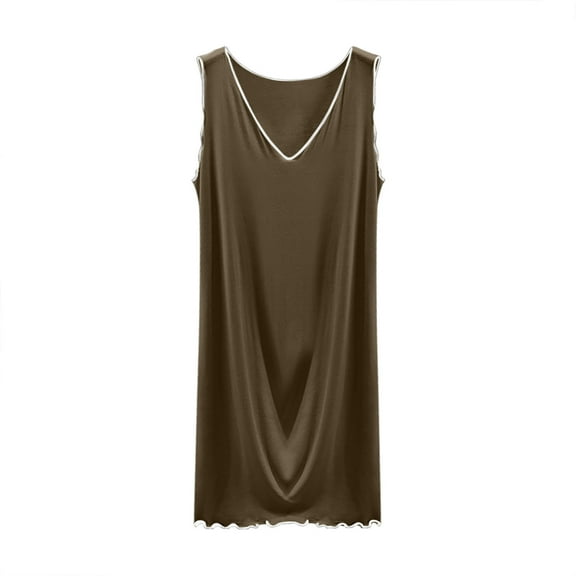 Cotton Pajamas Dress for Women V-Neck Tank Top Nightgown Casual Pajamas Sleepwear Loungewear Dress
