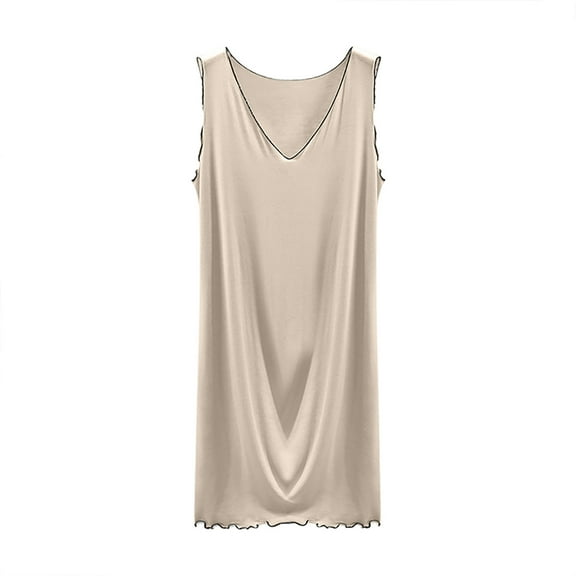 Cotton Pajamas Dress for Women V-Neck Tank Top Nightgown Casual Pajamas Sleepwear Loungewear Dress