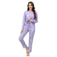 thumbnail image 1 of Cotton Pajamas Sets for Women 2pcs Long Sleeve and Long Pants Pajama Set Cute Print Pajama Set Womens Soft Loungewear Set with Pockets, S-XXL, 1 of 10