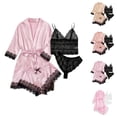 thumbnail image 1 of Cotton Pajamas for Women – Lounge Shorts Set Silk Pajamas For Women Set 4 Piece Satin Sleepwear Classic Button Down Short Sleeve Pj Set Cute Loungewear, 1 of 7