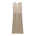 thumbnail image 1 of Cotton Pajamas for Women New Women Cotton Sleeveless Nightgown Soft Comfy Tank Sleepdress Flowy Pleated Plus Size Nightdress Beige XL, 1 of 7