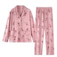 thumbnail image 1 of Cotton Pajamas for Women Set 2 Piece Print Lounge Sets Long Sleeve Button Down Shirts Pants Senior Ladies Sleepwear, 3XL, 1 of 4