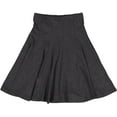 thumbnail image 1 of Cotton Panel A-line Midi Skirt For Women By BGDK- Knee Length Pleated Skirt With Elastic Waist- 95% Cotton Fit And Flare Skirt- High Waist Flowy Skirt For Work, Office, Business, Church dk gray, 1 of 5
