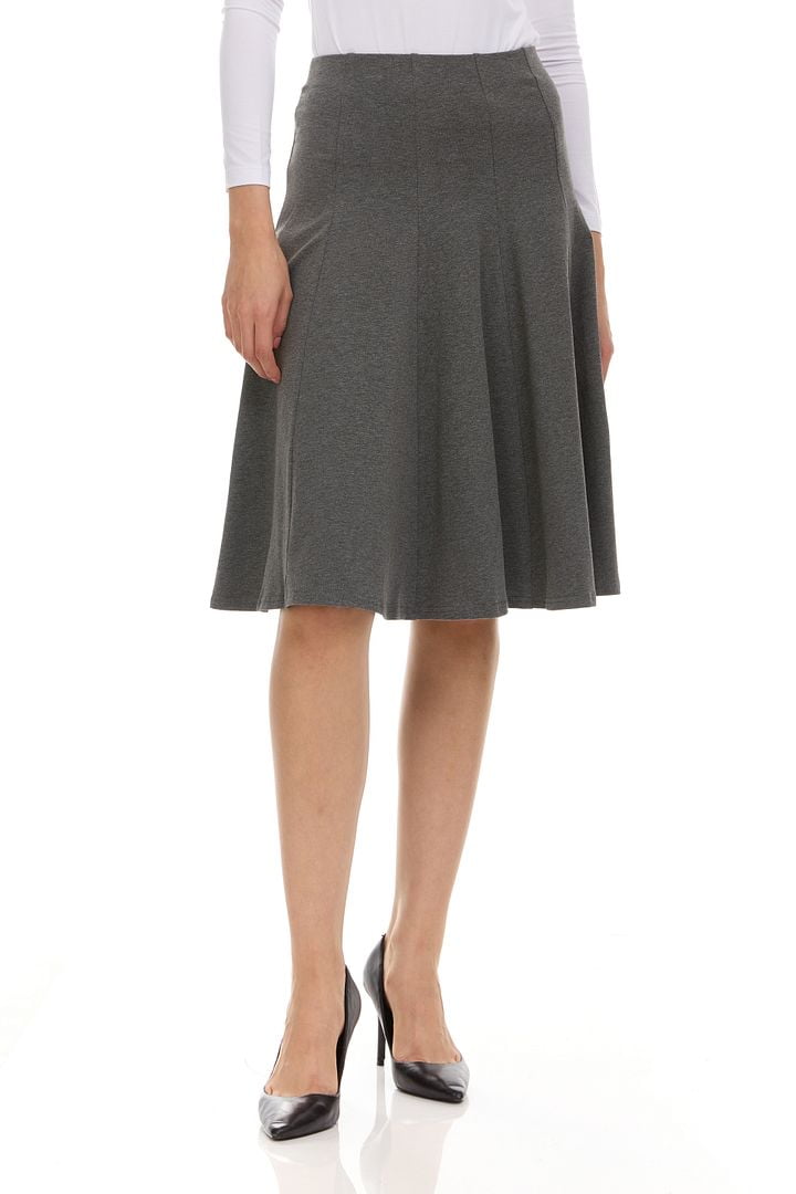 Women's Cotton Panel Midi Skirt, 27in Length, Long Stretch