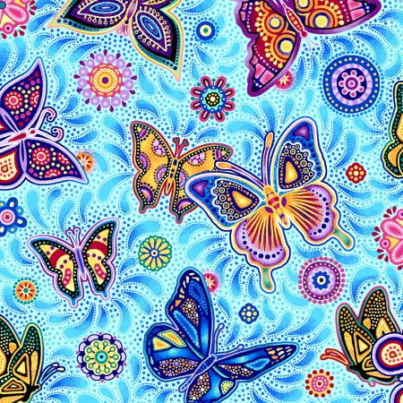 Cotton Pannotia Butterfly Flowers Butterflies Patterned Oasis Fabrics Cotton Fabric Print by the Yard (595643)