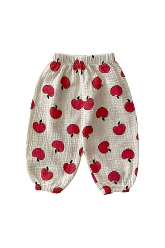 Cotton Pant for Infant Baby Casual Pull-On Pants Elastic Waist Cute Print Unisex Boys Girls Trouser