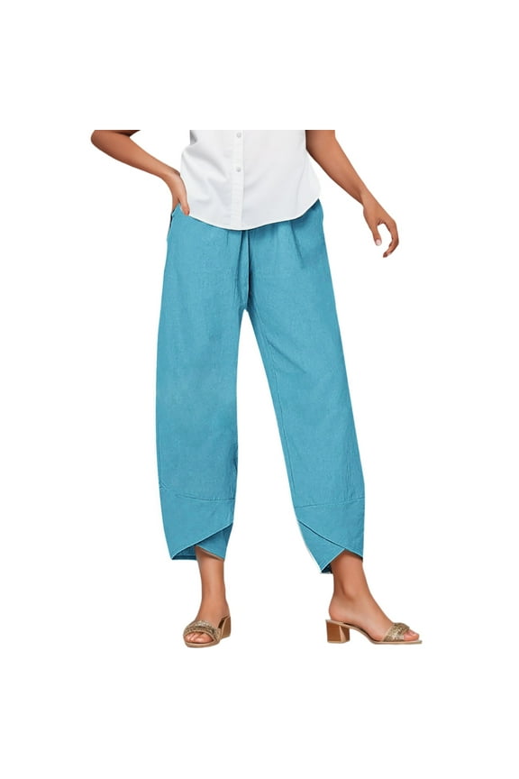 Cotton Pants Women Womens Dress Pants for Work Business Casual Petite on Dress for Women Business Casual Yoga Work Summer Short Blue XL