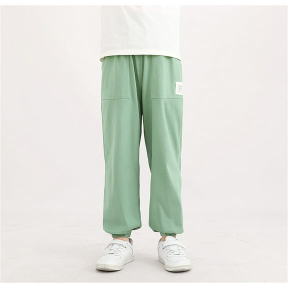 Cotton Pants for Boys with Pockets Size 8-14 Elastic Waist Tapered Leg Trousers Teens Kids Casual Solid Loose Comfort Loungewear Pant