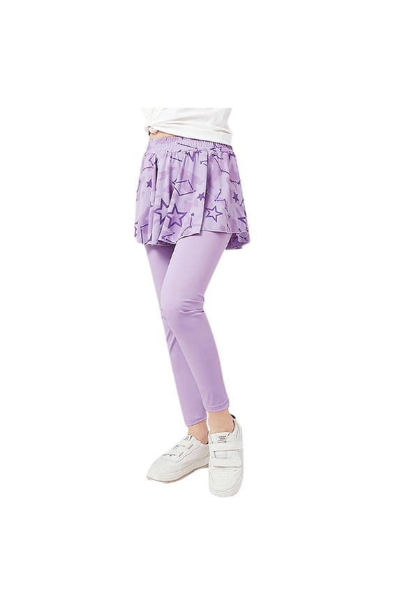 Cotton Pants for Girl Flowy Skorts 2 In 1 Running Tennis Skirt Girls Linen Pants,Purple,160