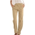 thumbnail image 1 of Cotton Pants for Women Casual Stylish New Solid Color Soft Drawstring Trousers Comfy Loose Stretch Breathable Sports Pant, 1 of 4
