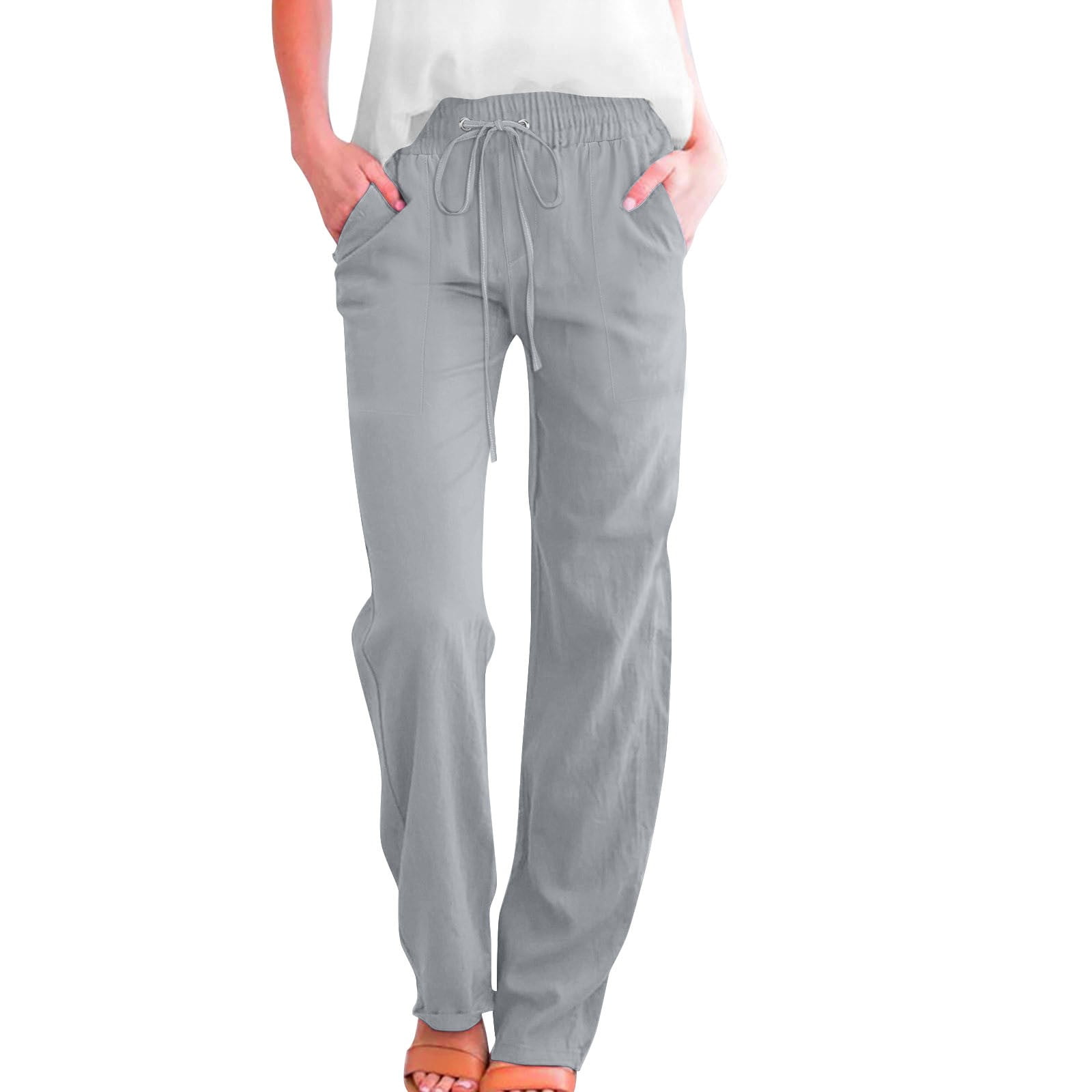 Cotton Pants for Women Casual Travel Linen Women's Sweatpants Fitness ...