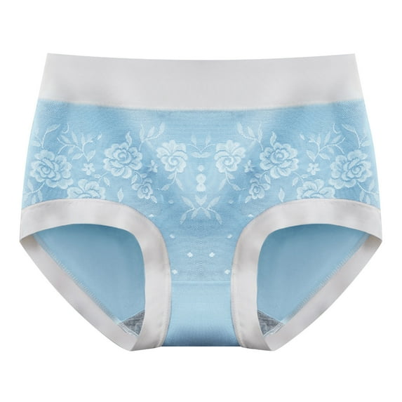 Cotton Panty Underwear Women Breathable Comfortable Briefs High Waist Butt-lifting Everyday Comfort Panties (X-Large, Light Blue 02)