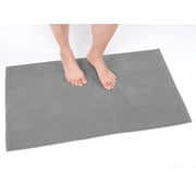 Cotton Paradise 100% Cotton 17x24 inch Non Slip Bath Mats for Bathroom, Soft Absorbent Quick Dry Machine Washable Floor Bath Mat, Light Gray