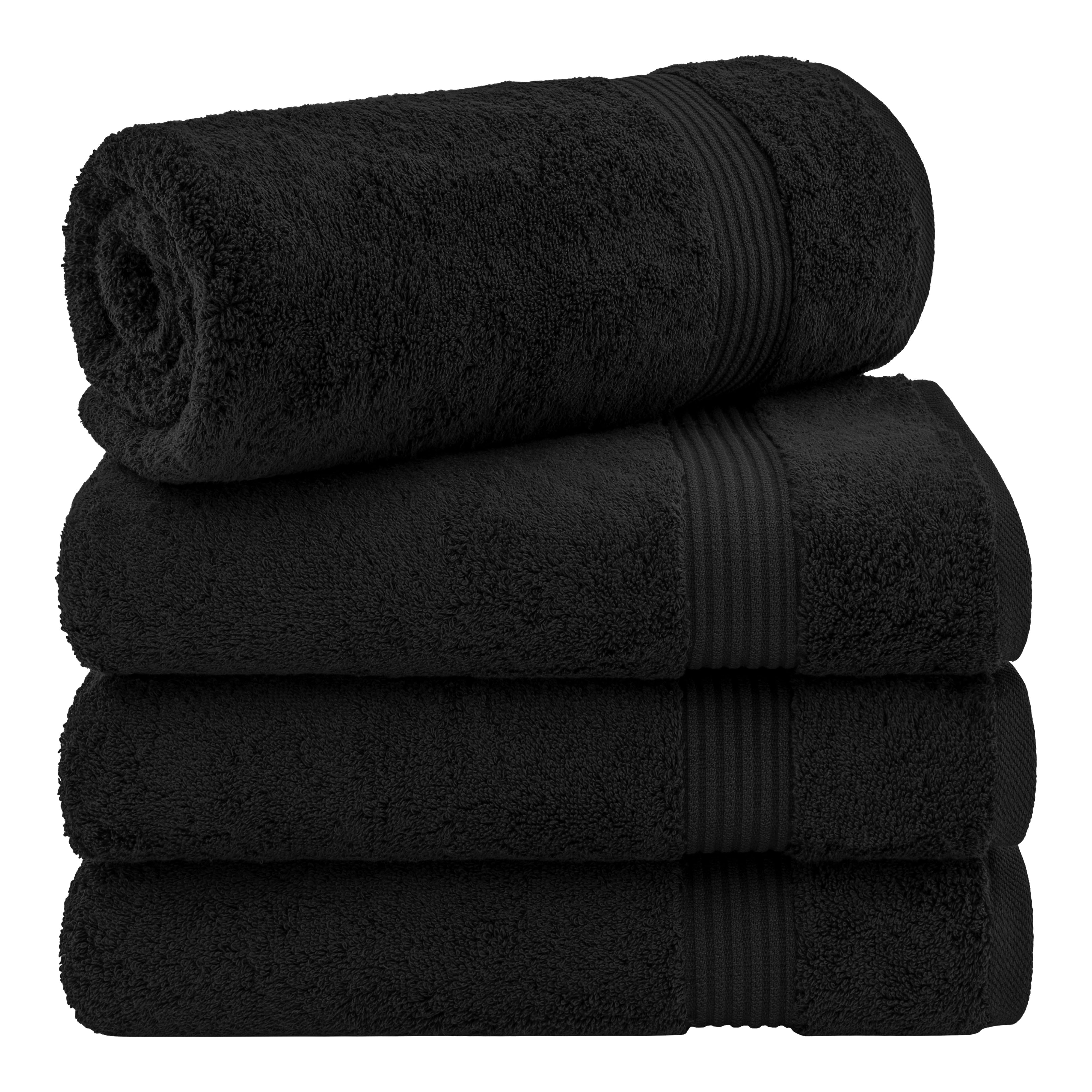 Cotton Paradise 100% Cotton 4 Piece Turkish Bath Towel Set, Soft Plush Towels Clearance Bathroom Set, Black