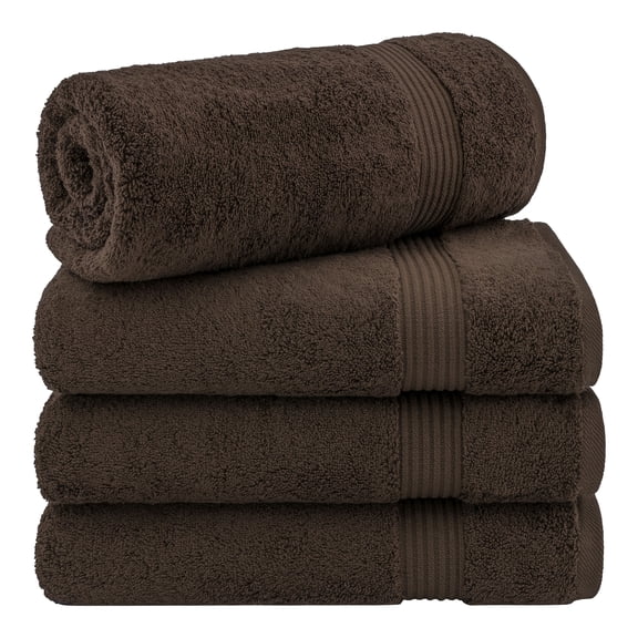 Cotton Paradise 100% Cotton 4 Piece Turkish Bath Towel Set, Soft Plush Towels Clearance Bathroom Set, Brown