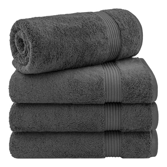 Cotton Paradise 100% Cotton 4 Piece Turkish Bath Towel Set, Soft Plush Towels Clearance Bathroom Set, Gray