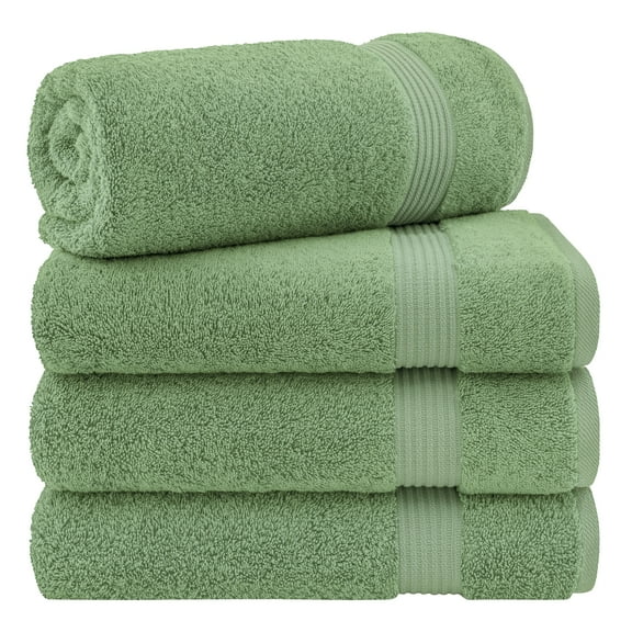 Cotton Paradise 100% Cotton 4 Piece Turkish Bath Towel Set, Soft Plush Towels Clearance Bathroom Set, Sage Green