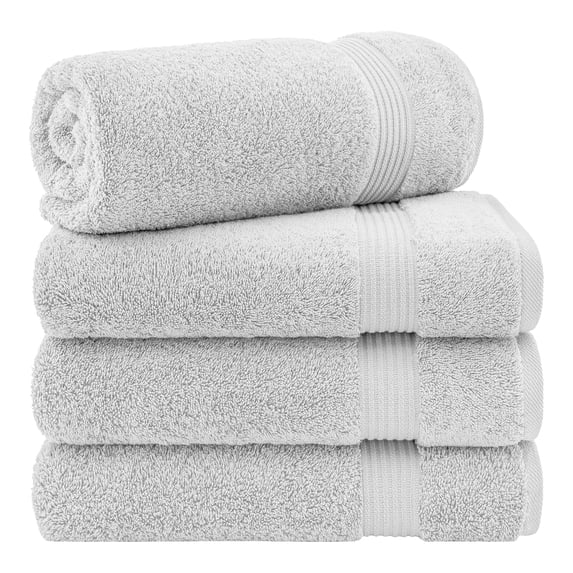 Cotton Paradise 100% Cotton 4 Piece Turkish Bath Towel Set, Soft Plush Towels Clearance Bathroom Set, Silver Gray
