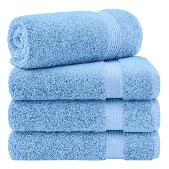 Cotton Paradise 100% Cotton 4 Piece Turkish Bath Towel Set, Soft Plush Towels Clearance Bathroom Set, Sky Blue