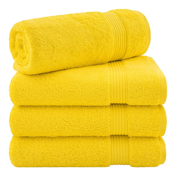 Cotton Paradise 100% Cotton 4 Piece Turkish Bath Towel Set, Soft Plush Towels Clearance Bathroom Set, Yellow